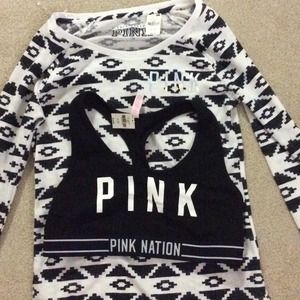 Long sleeve pink shirt with matching bra