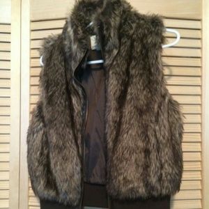 Brown faux fur vest