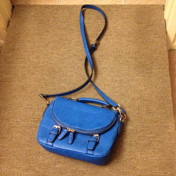 Bright  blue vegan leather cross body - Picture 1 of 4