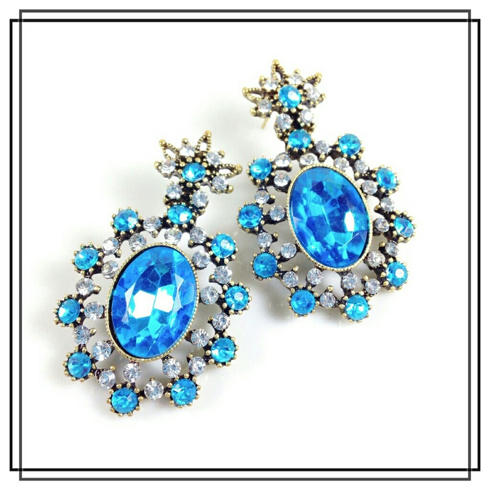 Blue Austrian Crystal Stud Earrings
