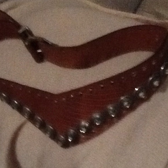 Norma Walters Cognac Embossed Belt w/ Silver Studs