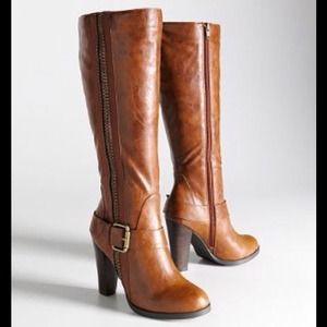 Elle Sloan Tall Brown Boot with Stacked Heel