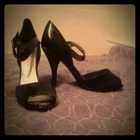 Shiny black high heels fun for Christmas parties