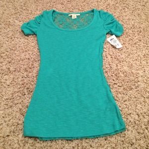 Green lace skinny top