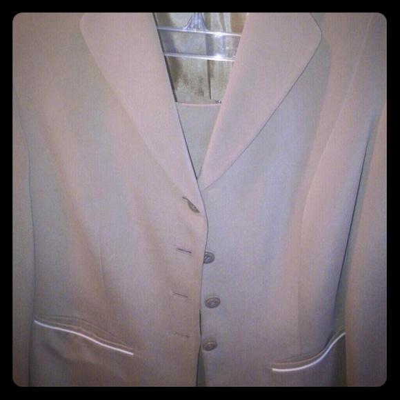 2 piece taupe cream piped suit