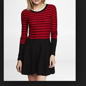 Red and black striped skater dress