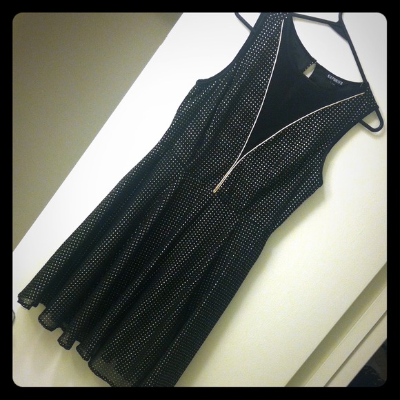 EXPRESS Plunging mesh neckline dress