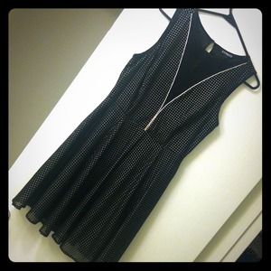 EXPRESS Plunging mesh neckline dress