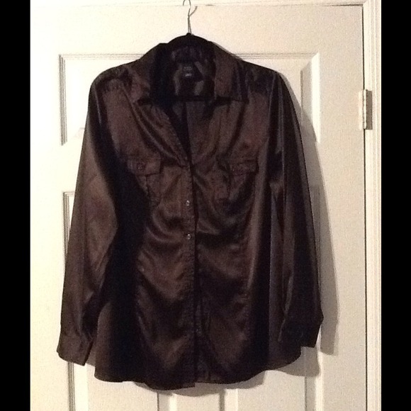 Lane Bryant Brown silk like shirt. Size 18/20
