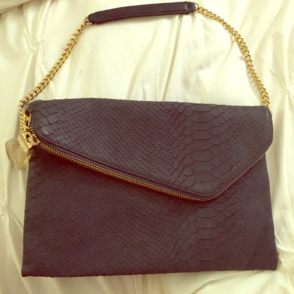 Henri Bendel Grey asymmetrical suede shoulder bag