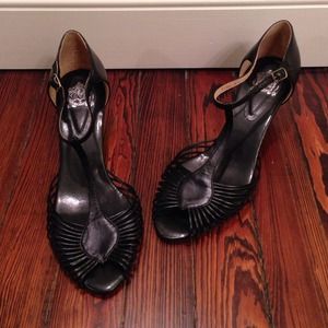 Black leather dance shoes