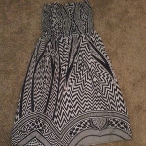 Black and white strapless dress