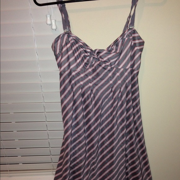 Mini dress in pink and gray stripe
