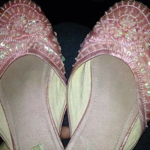 Pink sparkle slip on flats