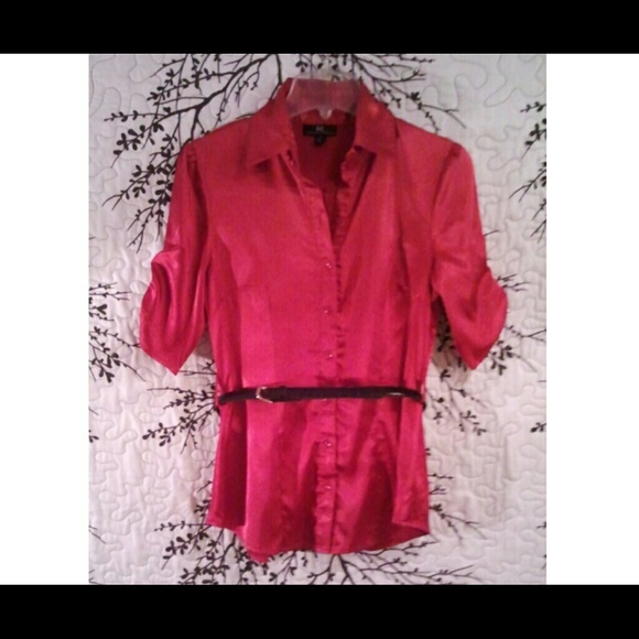 Belted Satin Blouse