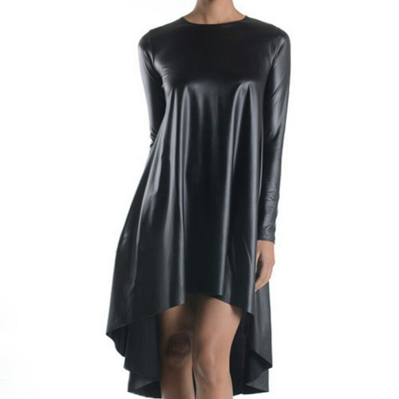Pleather high low dress