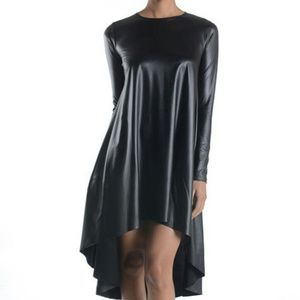 Pleather high low dress