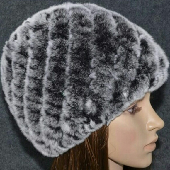 Genuine Rex Rabbit Fur Knitted Beanie