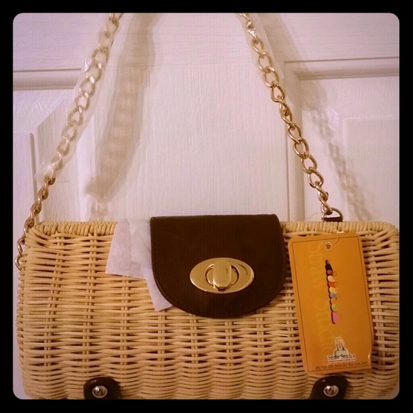 NWT straw clutch bag