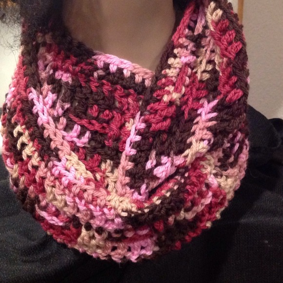 Handmade colorful infinity scarf. - Picture 3 of 3