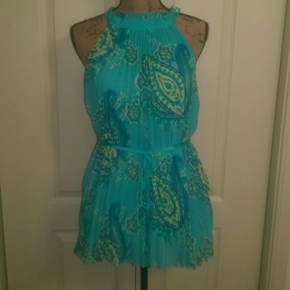 Ashley Stewart blue/green sleeveless blouse