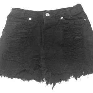 High waisted tattered shorts