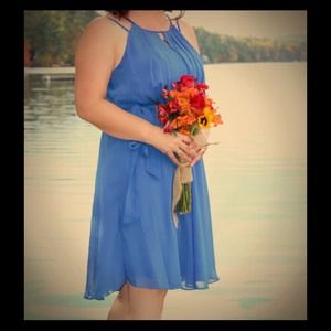 David's bridal bridesmaid dress blue size 12