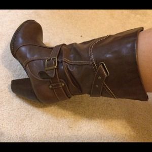 Brown leather boots