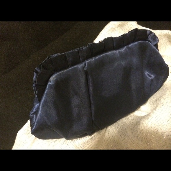 Royal blue satin clutch with top ruffle✨👛💄