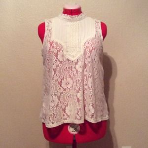 See Through Lace High Neck Top