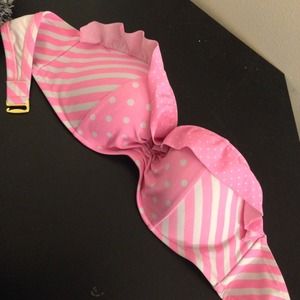 A strapless bathing suit top.