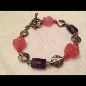 Stone and sterling bracelet