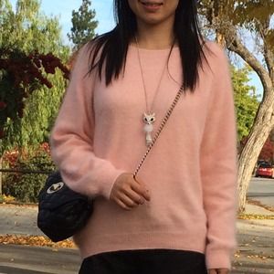 H&M pink fluffy oversized sweater