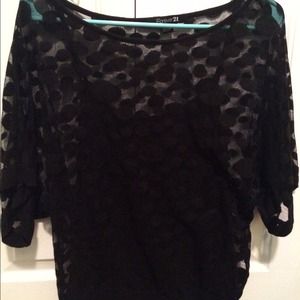 Forever 21 black polka dot shirt