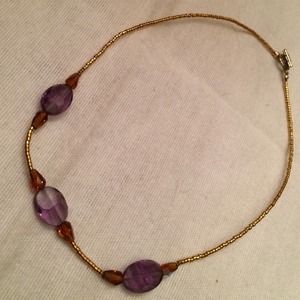 Amethyst necklace,  gold toned beads (not 14k)