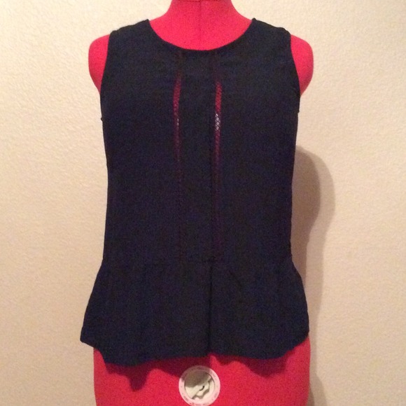 Black Peplum top with see through Slits