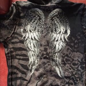 Sinful XL black hoodie with rhinestones