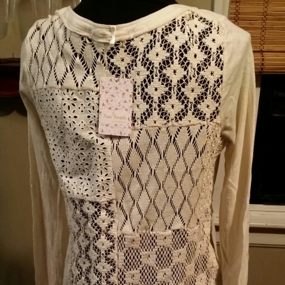Free people crochet beige top