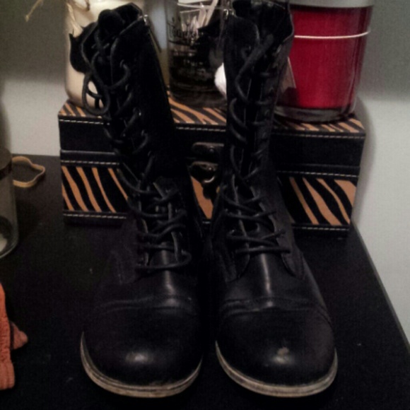 Black combat boots