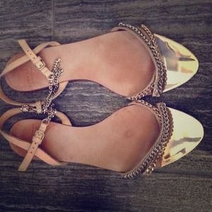 Zara Chain Strappy Flat Sandals
