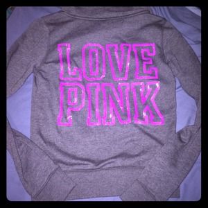 Victoria secret bling lettering xs zip hoodie