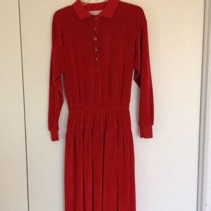 RED VELOUR DRESS.