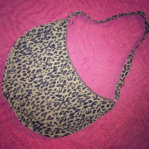 Canvas leopard print messenger bag