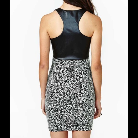 NASTY GAL Black Libertine Faux Leather Bodycon Mini Dress SMALL Cut Out NWT $98 - Picture 2 of 4