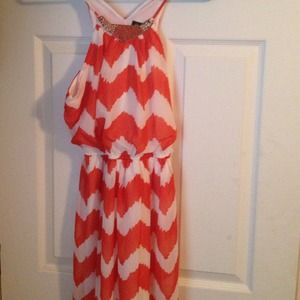 Orange and white chevron dress