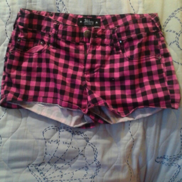 Abbey Dawn Pink Plaid Shorts