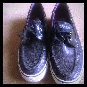 Sperry top siders with black sequins