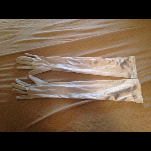 Silver extra long gloves