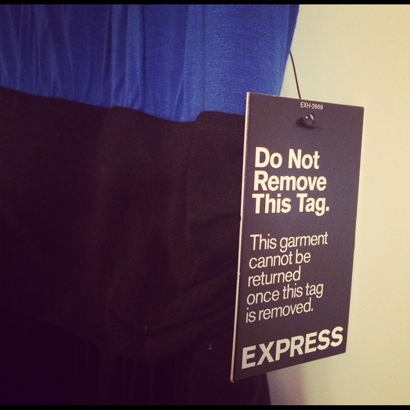 NWT EXPRESS BLACK & BLUE DRESS - Picture 2 of 4
