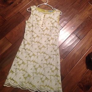 Antonio Melani lace dress w/ ruffle/button detail